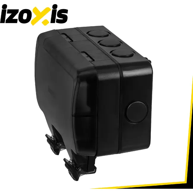 Izoxis Dubbel buitenstopcontact IP66 230 tot 250 V met 2 aansluitingen, ABS behuizing, klep en opbouwmontage voor tuin