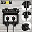 Izoxis Dubbel buitenstopcontact IP66 230 tot 250 V met 2 aansluitingen, ABS behuizing, klep en opbouwmontage voor tuin
