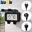 Izoxis Dubbel buitenstopcontact IP66 230 tot 250 V met 2 aansluitingen, ABS behuizing, klep en opbouwmontage voor tuin