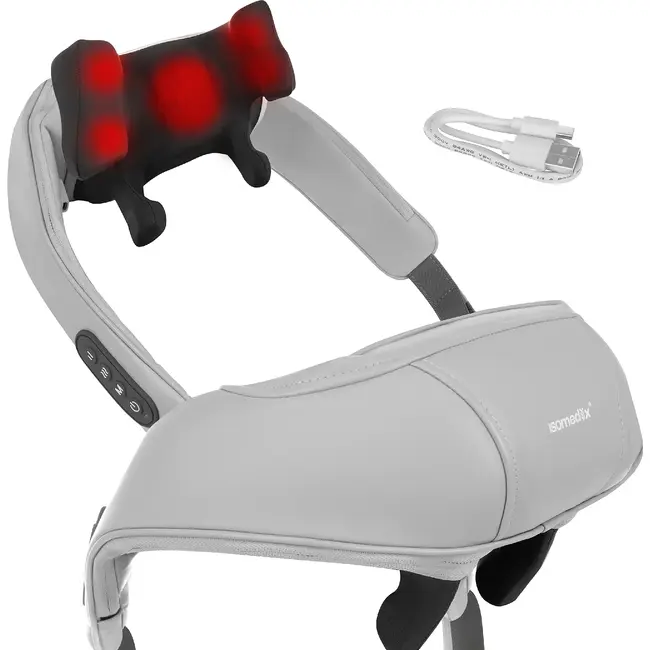 Ruhhy Shiatsu nekmassager 22,2 W met warmtefunctie, 3 massagestanden, accu tot 120 minuten, USB-C en automatische uitschakeling