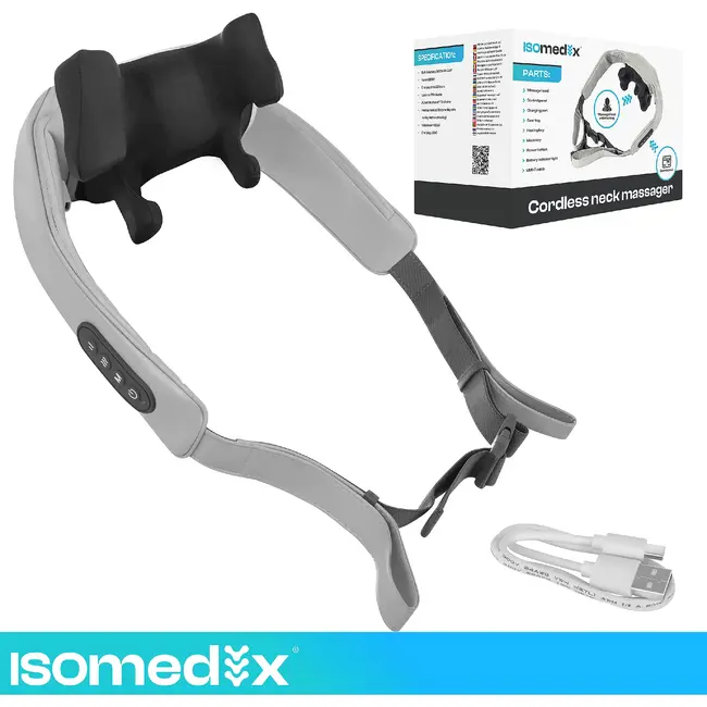 Ruhhy Shiatsu nekmassager 22,2 W met warmtefunctie, 3 massagestanden, accu tot 120 minuten, USB-C en automatische uitschakeling