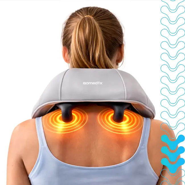 Ruhhy Shiatsu nekmassager 22,2 W met warmtefunctie, 3 massagestanden, accu tot 120 minuten, USB-C en automatische uitschakeling