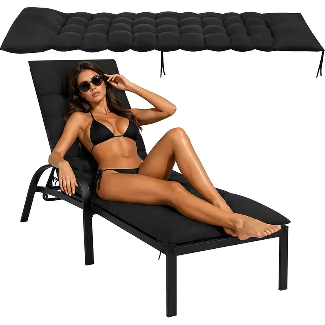Gardlov Gardlov black quilted garden lounger cushion