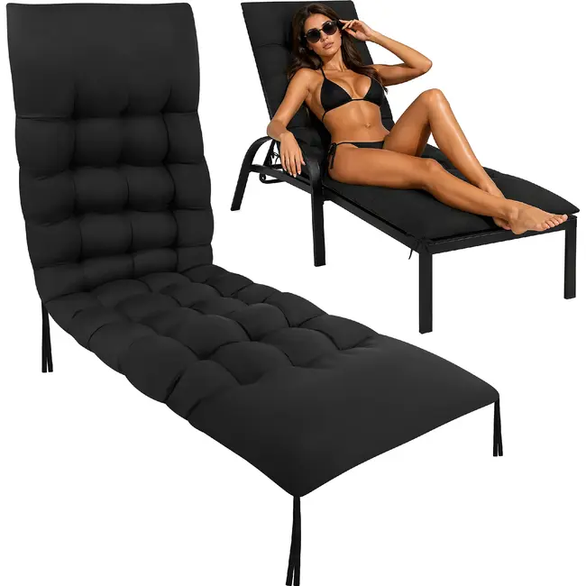 Gardlov Gardlov black quilted garden lounger cushion