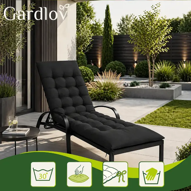 Gardlov Gardlov black quilted garden lounger cushion