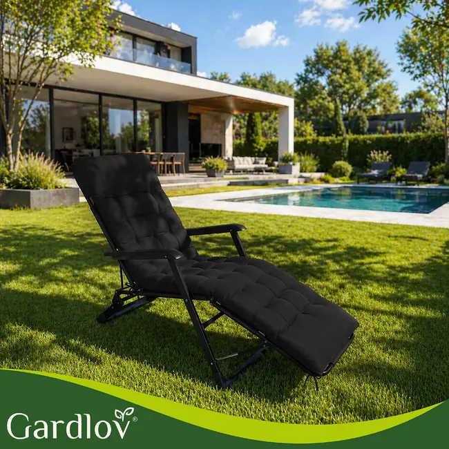 Gardlov Gardlov black quilted garden lounger cushion