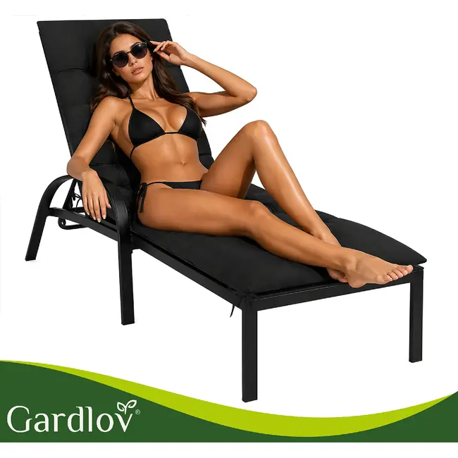 Gardlov Gardlov black quilted garden lounger cushion