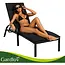 Gardlov Zwart gewatteerd ligbedkussen 180 x 56 x 9 cm met rugleuningflap en bindbanden voor tuinligbed