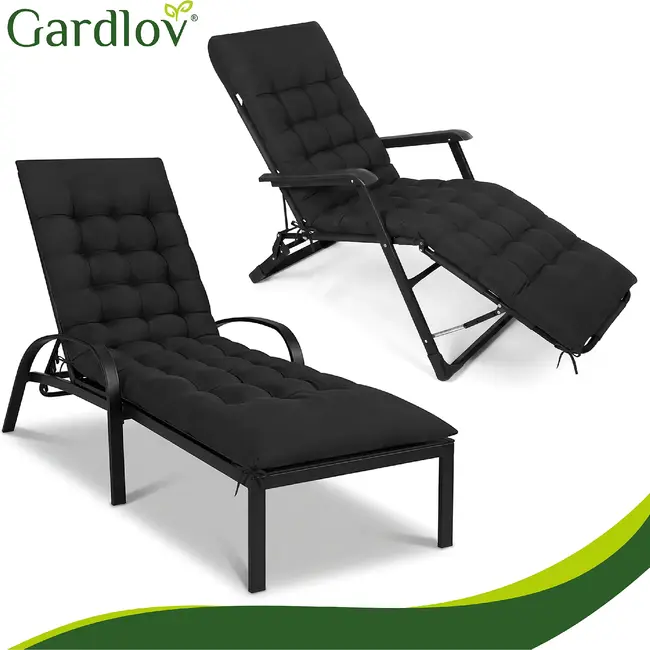 Gardlov Gardlov black quilted garden lounger cushion
