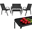 Gardlov Zwarte balkonmeubelset 4-persoons met bank, 2 fauteuils en lage glazen tafel buiten