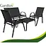 Gardlov Zwarte balkonmeubelset 4-persoons met bank, 2 fauteuils en lage glazen tafel buiten