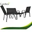 Gardlov Zwarte balkonmeubelset 4-persoons met bank, 2 fauteuils en lage glazen tafel buiten