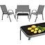 Gardlov Grijze balkonmeubelset voor 4 personen met stalen frame, 2-zitsbank, 2 stoelen en glazen tafel