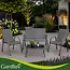 Gardlov Grijze balkonmeubelset voor 4 personen met stalen frame, 2-zitsbank, 2 stoelen en glazen tafel