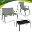 Gardlov Grijze balkonmeubelset voor 4 personen met stalen frame, 2-zitsbank, 2 stoelen en glazen tafel