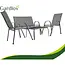 Gardlov Grijze balkonmeubelset voor 4 personen met stalen frame, 2-zitsbank, 2 stoelen en glazen tafel
