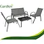 Gardlov Grijze balkonmeubelset voor 4 personen met stalen frame, 2-zitsbank, 2 stoelen en glazen tafel