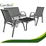Gardlov Grijze balkonmeubelset voor 4 personen met stalen frame, 2-zitsbank, 2 stoelen en glazen tafel