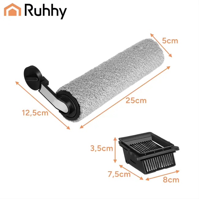 Ruhhy Borstelrol met HEPA H9 filter voor Lixo 24860 stofzuiger, wasbaar en passend voor frisse lucht
