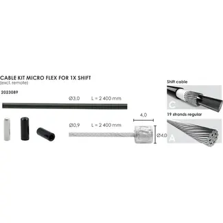 Elvedes Schakelkabelkit 3,2 mm zwart 2500 mm / 2500 mm met binnen- en buitenkabel