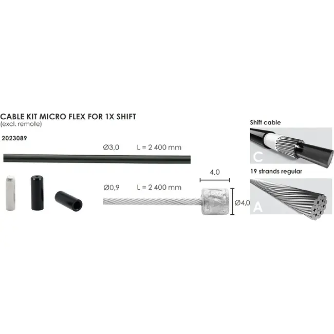 Elvedes Schakelkabelkit 3,2 mm zwart 2500 mm / 2500 mm met binnen- en buitenkabel