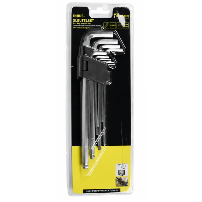 Benson 9-delige inbussleutelset - chroom vanadium - 1.5-10 mm - bol hoofd - satijncoating
