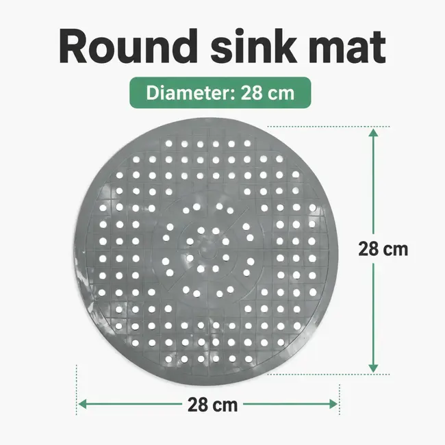 Benson Ronde gootsteenmat - PVC - Beschermend - Grijs - Ø 28 cm