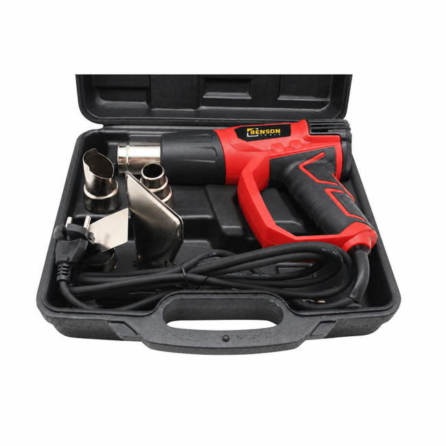 Benson Krachtig heteluchtpistool - 2000W - instelbare temperatuur - Rood - inclusief accessoires