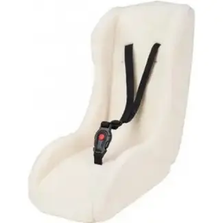 Polisport Witte Mini Pelican zitverkleiner met fleece, 3-punts gordel en schaapdesign