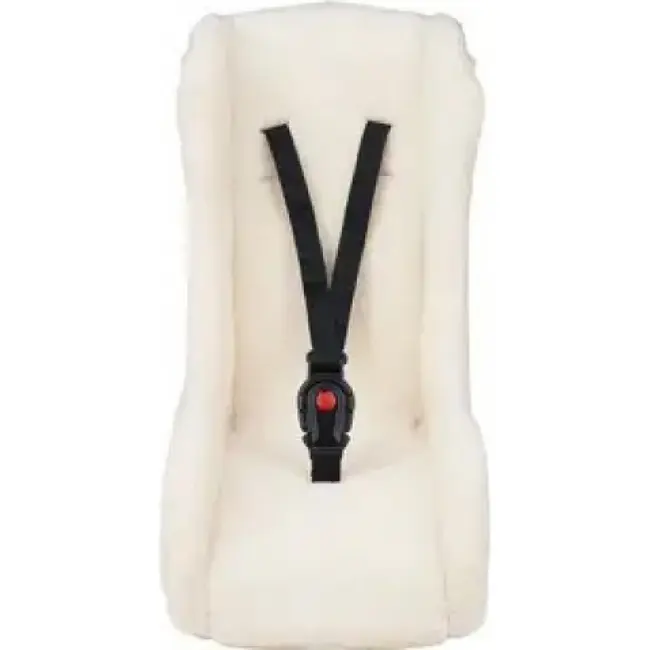 Polisport Witte Mini Pelican zitverkleiner met fleece, 3-punts gordel en schaapdesign