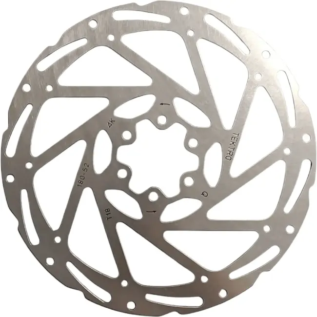 Tektro Fietsremschijf 180 mm zilver RVS voor 4-piston schijfrem met 6 boutjes