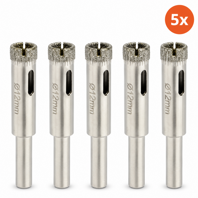 GEKO Diamantboor voor tegels - 12mm - Set van 5 - Voor nat boren