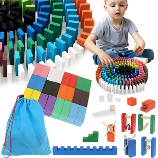 Kruzzel Houten Domino Culodrome - 1131-Delige Set voor Creatief Familieplezier