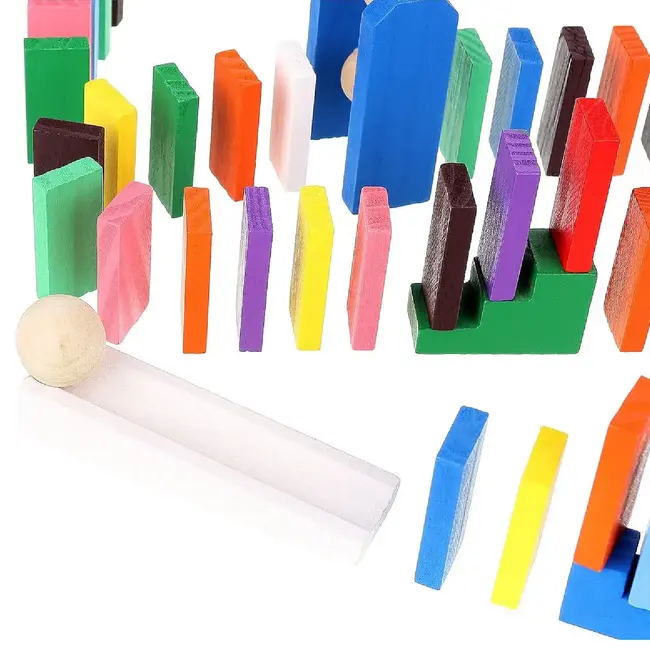 Kruzzel Houten Domino Culodrome - 1131-Delige Set voor Creatief Familieplezier