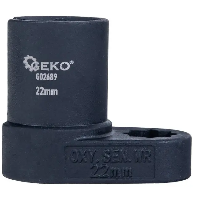 GEKO O2 sensor dop 22 mm voor 12,7 mm ratel, open ontwerp met sleuf voor kabel, gereedschapsstaal