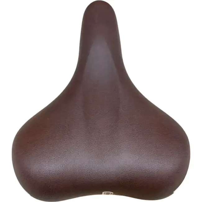 Selle Comfortabel fietszadel - bruine synthetische bekleding - witte bumpers - 25x19 cm - zonder strop