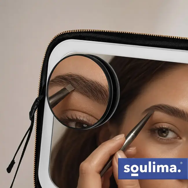 Soulima Cosmetisch etui met LED-spiegel zwart 25,5 x 23,5 x 12 cm