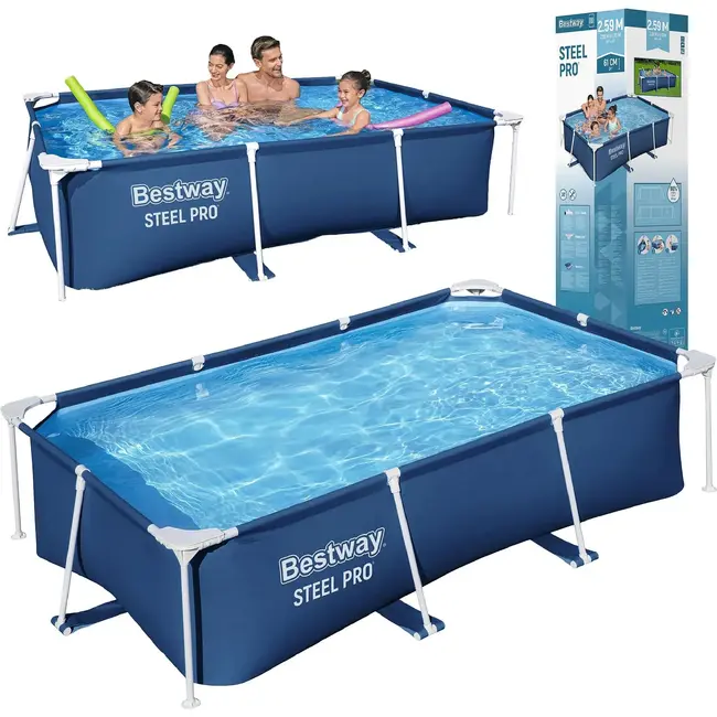 Bestway Rechthoekig framezwembad 259 x 170 x 61 cm met stevig PVC doek en handige reparatiepatch
