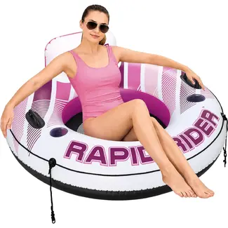 Bestway Opblaasbare zwemstoel met rugleuning 135 cm voor zwembad, strand en rustig water