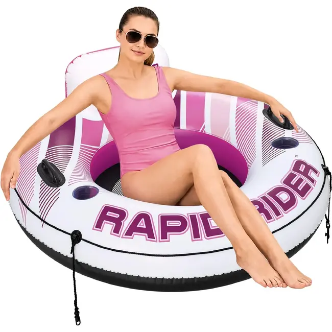 Bestway Opblaasbare zwemstoel met rugleuning 135 cm voor zwembad, strand en rustig water
