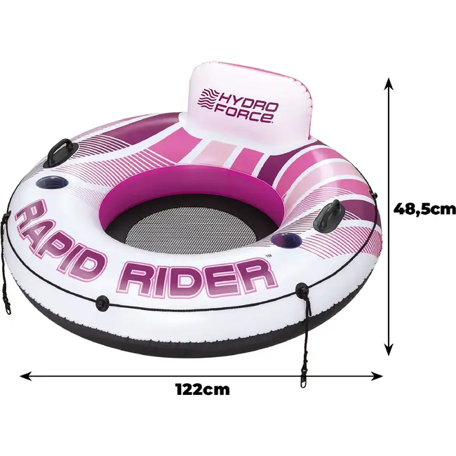 Bestway Opblaasbare zwemstoel met rugleuning 135 cm voor zwembad, strand en rustig water