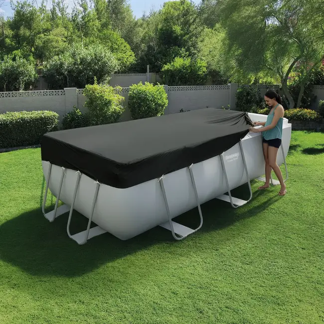 Bestway Zwembad afdekhoes 404 x 201 cm zwart met drainagegaten en bevestigingskoorden