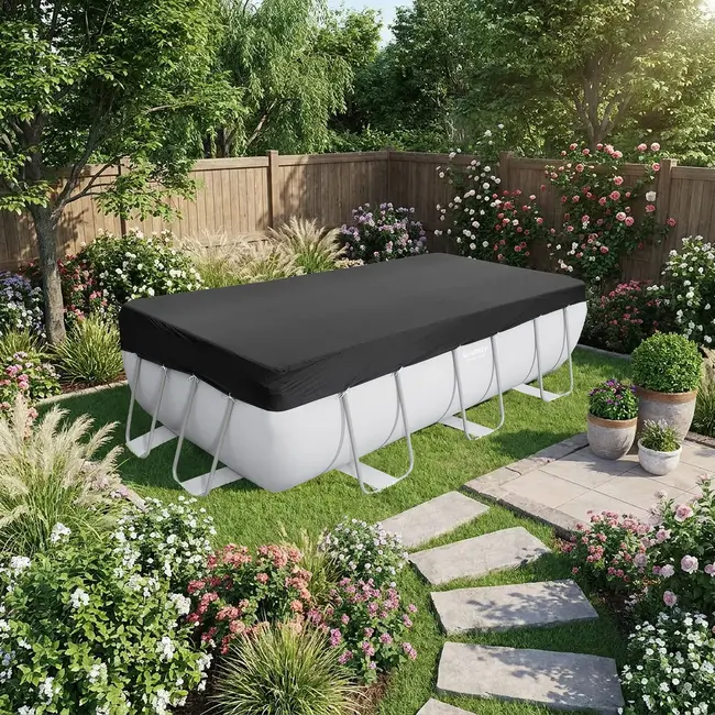 Bestway Zwembad afdekhoes 404 x 201 cm zwart met drainagegaten en bevestigingskoorden