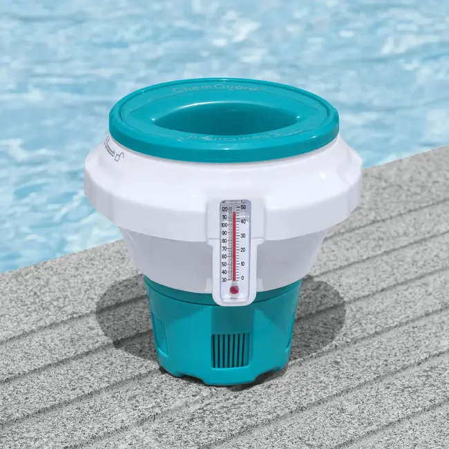 Bestway Drijvende chloordispenser voor zwembad met beschermende handschoen en vergrendeling