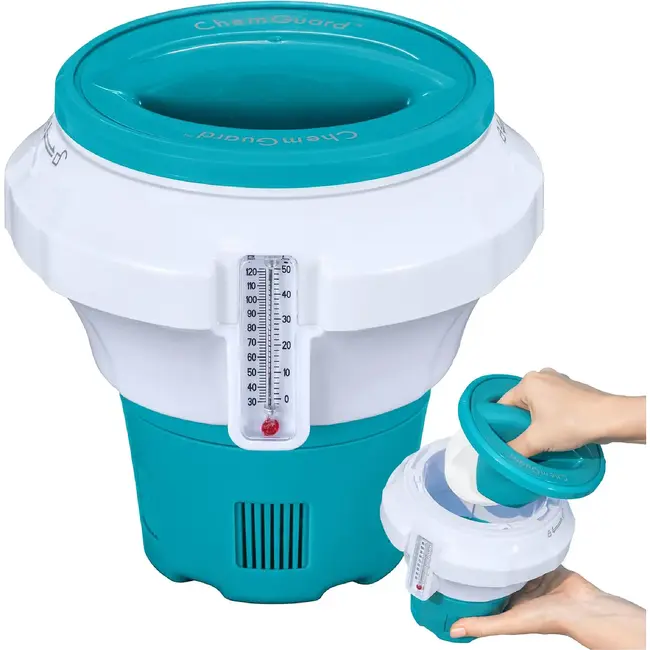 Bestway Drijvende chloordispenser voor zwembad met beschermende handschoen en vergrendeling