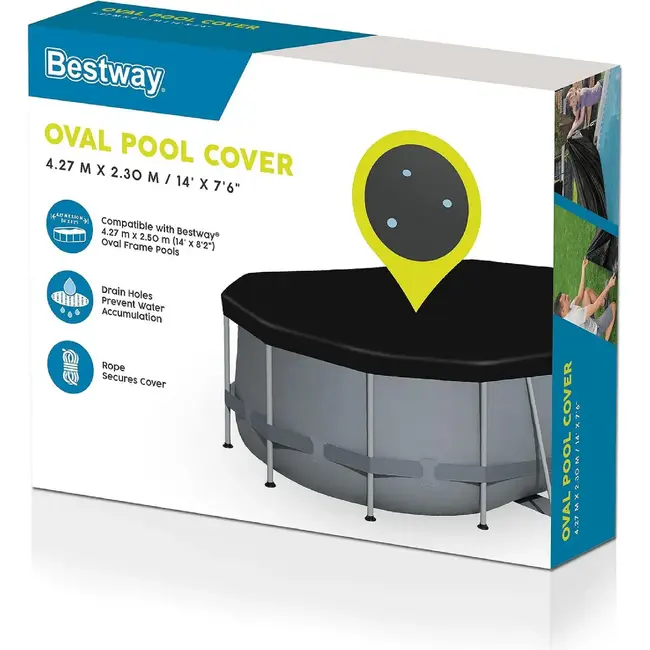 Bestway Zwembad afdekhoes 427 x 250 cm met drainagegaten en touwbevestiging