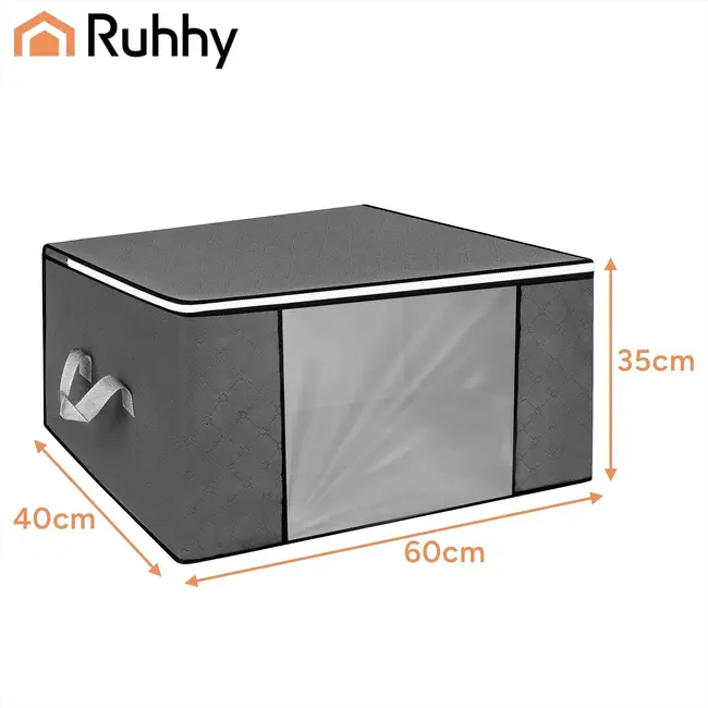 Ruhhy Beddengoed opbergers 60 x 40 x 35 cm set van 4 met venster en tweewegrits