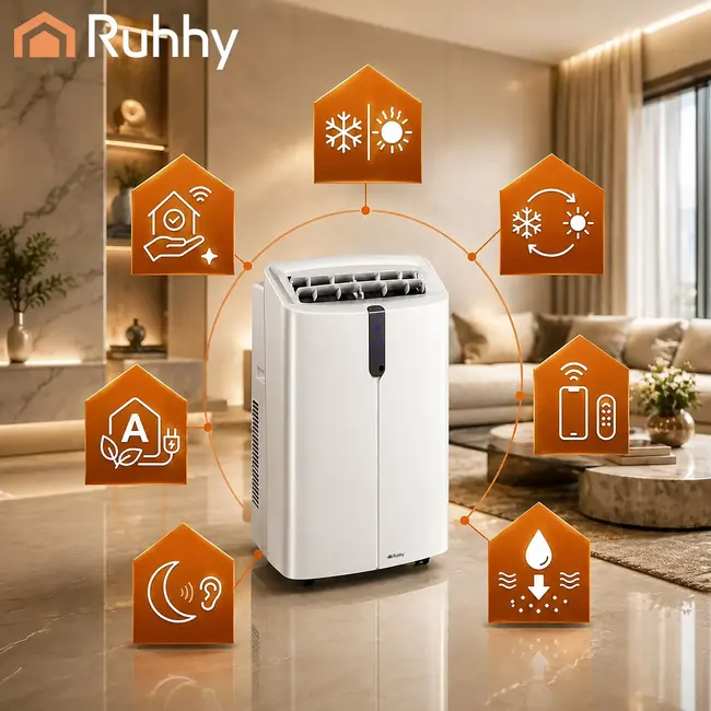 Ruhhy Mobiele airco 3,5 kW met wifi, verwarming, ontvochtiger en ventilatie