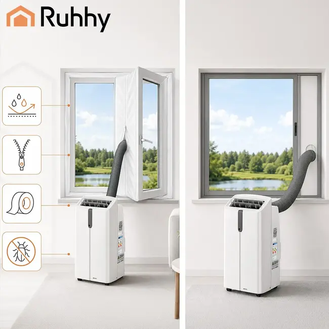 Ruhhy Mobiele airco 3,5 kW met wifi, verwarming, ontvochtiger en ventilatie