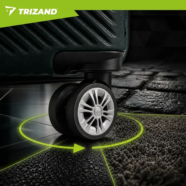 Trizand 3-delige groene kofferset met 360° wielen, cijferslot en ABS harde schaal